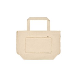 Τσάντα παραλίας Tahiti  με ξέφτια σε μπεζ χρώμα χωρητικότητας 35L διαστάσεων 60x4cm