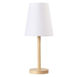 Φωτιστικό κομοδίνου κλασικής γραμμής με ανοιχτόχρωμη ξύλινη βάση για λάμπα με ντουί Ε14