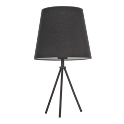 Φωτιστικό πορτατίφ κομοδίνου μονόφωτο με βάση τρίποδα και μαύρο καπέλο για λάμπα με ντουί E27