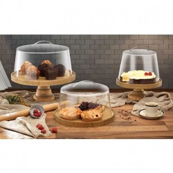 Cake Stand από ξύλο σημύδας με διάμετρο Φ35cm 8cm ύψος σε χρώμα φυσικό χωρίς καπάκι