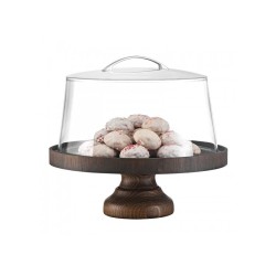 Cake Stand από ξύλο σημύδας διαμέτρου Φ25cm 8cm ύψος σε χρώμα Wenge χωρίς καπάκι