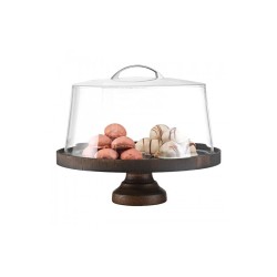 Cake Stand από ξύλο σημύδας διαμέτρου Φ30cm 8cm ύψος σε χρώμα Wenge χωρίς καπάκι