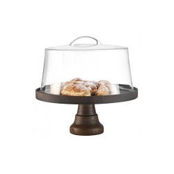 Cake Stand από ξύλο σημύδας με διάμετρο Φ35cm 12cm ύψος σε χρώμα Wenge χωρίς καπάκι