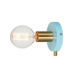 Μεταλλικό επίτοιχο φωτιστικό μονόφωτο τιρκουάζ με περιστρεφόμενο διακόπτη για λάμπα με ντουί Ε27