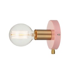 Μεταλλικό φωτιστικό επίτοιχο μονόφωτο σε ροζ χρώμα με περιστρεφόμενο διακόπτη για λάμπα Ε27