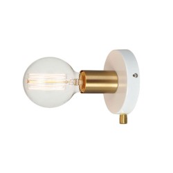 Μεταλλικό φωτιστικό επίτοιχο μονόφωτο σε λευκό χρώμα με περιστρεφόμενο διακόπτη για λάμπα Ε27