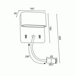 Επίτοιχο φωτιστικό LED PRIAMUS 8W θερμό φως 3000k 640lm 16x9x45cm λευκό μεταλλικό