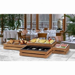 Ψυχόμενος δίσκος GN1/1 από ξύλο ακακίας και ανοξείδωτο διαστάσεων 32,5x53cm για τυριά και αλλαντικά Crate