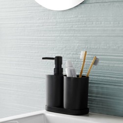 Δοχείο για κρεμοσάπουνο και θήκη οδοντόβουρτσας σε μαύρο χρώμα