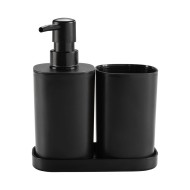 Δοχείο για κρεμοσάπουνο και θήκη οδοντόβουρτσας σε μαύρο χρώμα