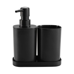 Δοχείο για κρεμοσάπουνο και θήκη οδοντόβουρτσας σε μαύρο χρώμα