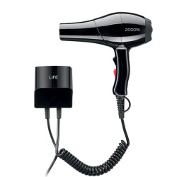 Σεσουάρ μαλλιών LIFE BOUTIQUE NOIR ξενοδοχειακού τύπου με επιτοίχια βάση και AC μοτέρ 2000W