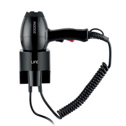 Σεσουάρ μαλλιών LIFE BOUTIQUE NOIR ξενοδοχειακού τύπου με επιτοίχια βάση και AC μοτέρ 2000W