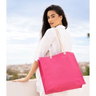 Τσάντα παραλίας ROMA από γιούτα με χερούλια από σχοινί χωρητικότητας 22L σε χρώμα φούξια