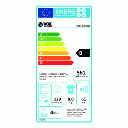 Στεγνωτήριο Vox Electronics χωρητικότητας 8kg με ενεργειακή κλάση απόδοσης Β και 15 προγράμματα