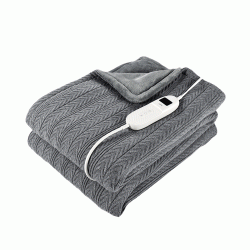 Πλεκτή θερμαινόμενη ηλεκτρική κουβέρτα διαστάσεων 160x120cm σε γκρι χρώμα 160W