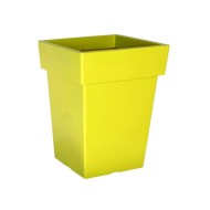 Γλάστρα τετράγωνη χωρητικότητας 2,5lt διαστάσεων 15x15x18cm VIOMES Linea 570 σε χρώμα κιτρινοπράσινο