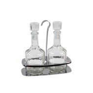 Σετ λαδόξυδο ανοξείδωτο 18/0 με χερούλι και 2 γυάλινα μπουκαλάκια για λάδι και ξύδι Σετ λαδόξυδο ανοξείδωτο 18/0 με χερούλι και 2 γυάλινα μπουκαλάκια για λάδι και ξύδι