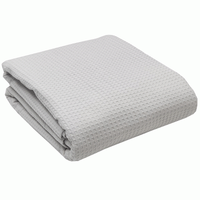 Πικέ κουβέρτα για μονό κρεβάτι 160x260cm 320gsm σε γκρι χρώμα με σχέδιο βάφλας Ελληνικής ραφής