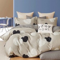 Σετ σεντόνια υπέρδιπλα Art 12105 Martinez διαστάσεων 230x260cm μπεζ με καρδιές