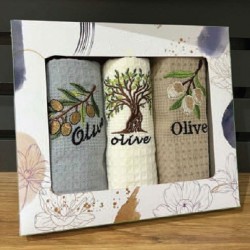 Σετ ποτηρόπανo κουζίνας Σχ.141 πικέ 3 τμχ με κέντημα διαστάσεων 40x60cm