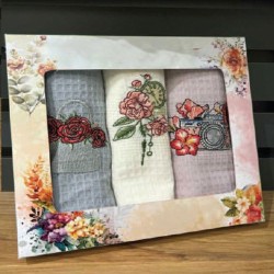 Σετ ποτηρόπανα κουζίνας Σχ.142 πικέ 3 τμχ με κέντημα διαστάσεων 40x60cm