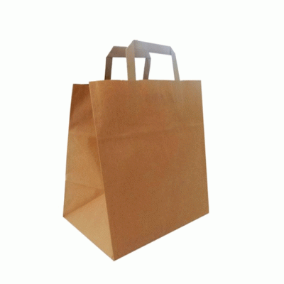 Τσάντα χάρτινη κράφτ με χερούλι πλακέ διαστάσεων 32+20x33cm