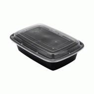 Σκεύος M/W χωρητικότητας 1250ml παραλληλόγραμμο American Style σε μαύρο χρώμα με διάφανο καπάκι 3x50 τεμάχια Σκεύος M/W χωρητικότητας 1250ml παραλληλόγραμμο American Style σε μαύρο χρώμα με διάφανο καπάκι 3x50 τεμάχια