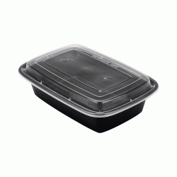 Σκεύος M/W χωρητικότητας 750ml παραλληλόγραμμο American Style σε μαύρο χρώμα με διάφανο καπάκι 3x50 τεμάχια Σκεύος M/W χωρητικότητας 750ml παραλληλόγραμμο American Style σε μαύρο χρώμα με διάφανο καπάκι 3x50 τεμάχια
