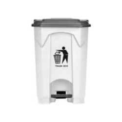 Κάδος με πεντάλ πλαστικός χωρητικότητας 68L σε λευκό χρώμα με ανθρακί καπάκι HACCP