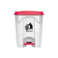 Κάδος με πεντάλ πλαστικός χωρητικότητας 68L σε λευκό χρώμα με κόκκινο καπάκι HACCP