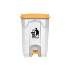 Κάδος με πεντάλ πλαστικός χωρητικότητας 68L σε λευκό χρώμα με κίτρινο καπάκι HACCP