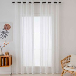 Κουρτίνα γάζα μονόχρωμη με 8 μεταλλικούς κρίκους Sharp Art 8448 διαστάσεων 140x270cm εκρού