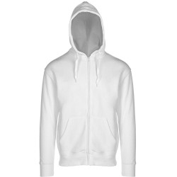 Unisex ζακέτα φούτερ με κουκούλα με κρυφό φερμουάρ και 2 τσέπες καγκουρό σε χρώμα λευκό νούμερο Small