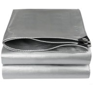 Τέντα - μουσαμάς αδιάβροχος διαστάσεων 4x6m 250gr/m² GRASHER με κρίκους σε χρώμα γκρι