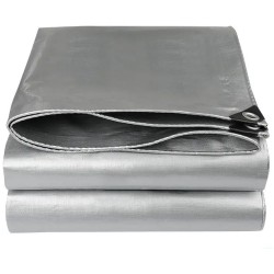 Τέντα - μουσαμάς αδιάβροχος διαστάσεων 3x5m 120gr/m² GRASHER με κρίκους σε χρώμα γκρι