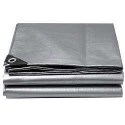 Μουσαμάς - τέντα αδιάβροχος διαστάσεων 5x10m 190gr/m² GRASHER με κρίκους σε χρώμα γκρι