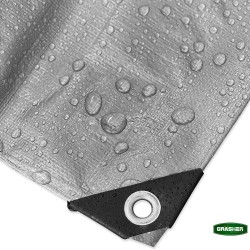 Μουσαμάς - τέντα αδιάβροχος διαστάσεων 5x8m 120gr/m² GRASHER με κρίκους σε χρώμα γκρι