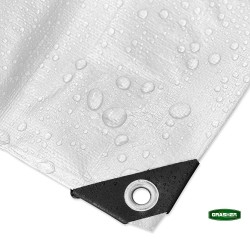 Τέντα - μουσαμάς αδιάβροχος διαστάσεων 3x5m 120gr/m² GRASHER με κρίκους σε χρώμα λευκό