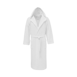 Μπουρνούζι ζακάρ με κουκούλα 270gsm σε λευκό χρώμα νούμερο Large