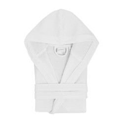 Μπουρνούζι ζακάρ με κουκούλα 270gsm σε λευκό χρώμα νούμερο XLarge