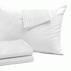 Μαξιλαροθήκη με ρίγα διπλό διαστάσεων 52x72cm σε λευκό χρώμα  220 TC 80% Cotton – 20% Polyester Μαξιλαροθήκη με ρίγα διπλό διαστάσεων 52x72cm σε λευκό χρώμα  220 TC 80% Cotton – 20% Polyester