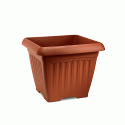 Γλάστρα τετράγωνη χωρητικότητας 32lt διαστάσεων 40x40x33cm σε καφέ χρώμα PLASTONA Corfu 740 