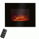 Ηλεκτρικό τζάκι τοίχου 1850W με τηλεχειριστήριο & λειτουργία αερόθερμου 2 επίπεδα θέρμανσης σε μαύρο χρώμα 