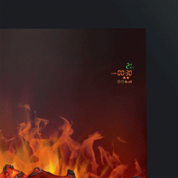 Ηλεκτρικό τζάκι τοίχου 1850W με τηλεχειριστήριο & λειτουργία αερόθερμου 2 επίπεδα θέρμανσης σε μαύρο χρώμα 