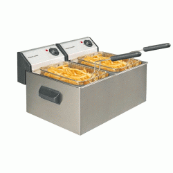 Φριτέζα Profi 3,2kW με χωρητικότητα λαδιού 2x5lt με θερμοστάτη και ζώνη ψύξης στο εσωτερικό