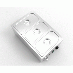 Μπαιν μαρί BBM-3 βάθους 150mm με 3 GN 1/3, θερμοστάτη 85°C και διακόπτης on/0ff