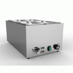 Μπαιν μαρί 1,2kW με 4 GN 1/4 βάθους 150mm, θερμοστάτη 85°C και διακόπτη on/0ff