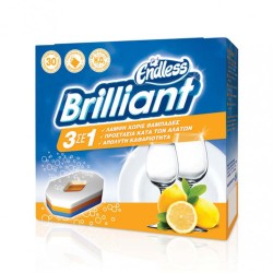 Ταμπλέτες πλυντηρίου πιάτων Brilliant Stream Tab 3σε1 συσκευασία 30 ταμπλέτες ENDLESS Ταμπλέτες πλυντηρίου πιάτων Brilliant Stream Tab 3σε1 συσκευασία 30 ταμπλέτες ENDLESS