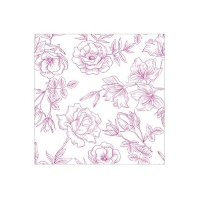 Χαρτοπετσέτες luxury napkins airlaid μονόφυλλες 20Χ20cm σε χρώμα λευκό με ροζ λουλούδια συσκευασία 3000 τμχ